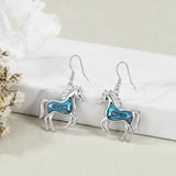 Sterling Silver Abalone Shell Hummingbird Owl Sea Turtle Cat Frog Horse Seahorse Dangle Earrings  Gifts for Christmas