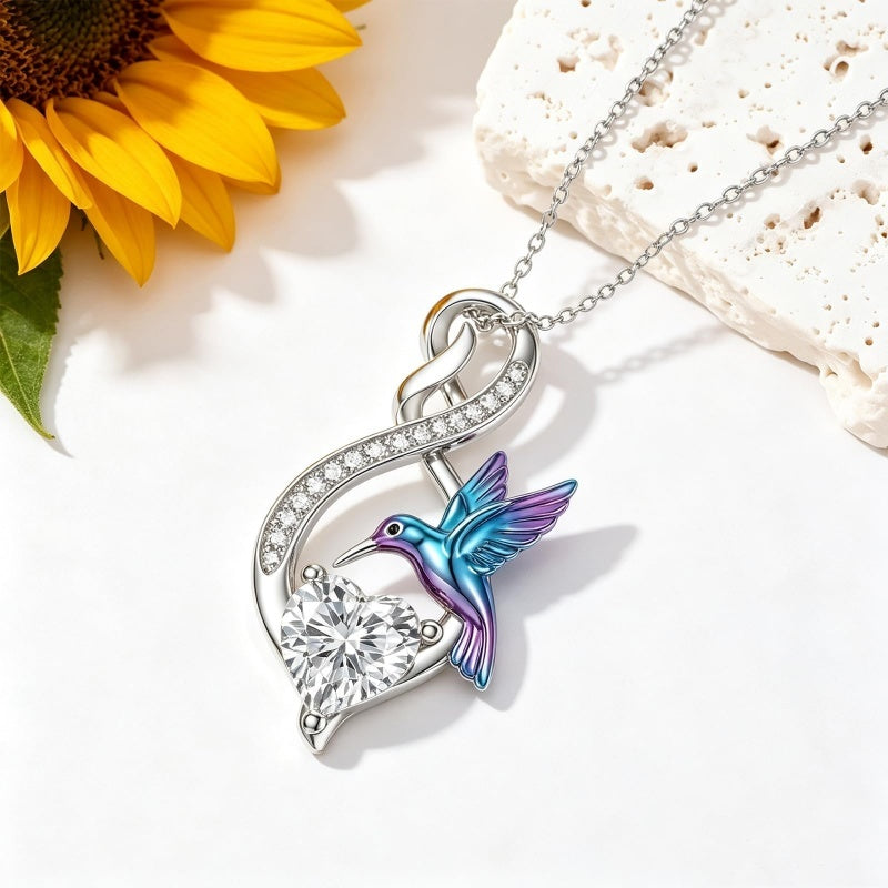 Sterling Silver 12 Month Birthstone Infinity Heart Animal Pendant Necklace Christmas Birthday Jewelry Gift