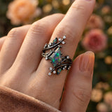 Sterling Silver 10K  14K  18K  Gold Personalized Engraved Black Opal Engagement Wedding Promise Ring for Her