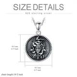 Sterling Silver Sunflower Medusa Triple Moon Goddess Amulet Pendant Necklace