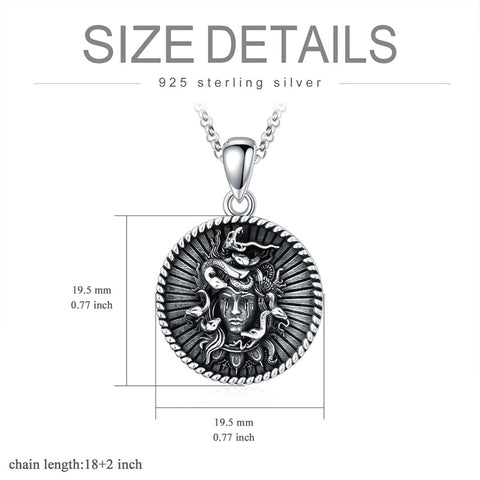Sterling Silver Sunflower Medusa Triple Moon Goddess Amulet Pendant Necklace