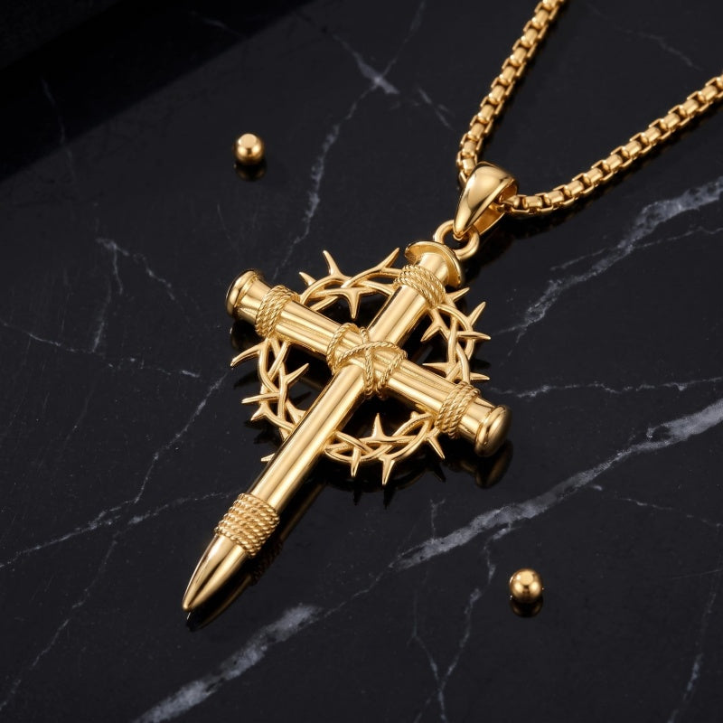 10K 14K 18K Gold Cross Pendant Necklace Religious Jewelry Gifts for Men and Women