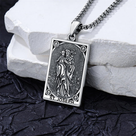 Sterling Silver Saint Anthony Saint Jude Saint Christopher   Saint Michael Amulet Religious Pendant Necklace