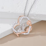 Sterling Silver Mother Daughter Pendant Necklace Engraved with Love You