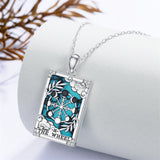 Sterling Silver Turquoise Empress The Lovers  The Moon Wheel Of Fortune The Sun Tarot Card Pendant Necklace