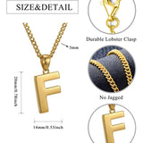 Initial Pendant Necklace 14K Gold Plated with Cuban Chain