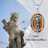 Sterling Silver Saint Christopher St Michael Saint Sebastian Amulet Pendant Necklace