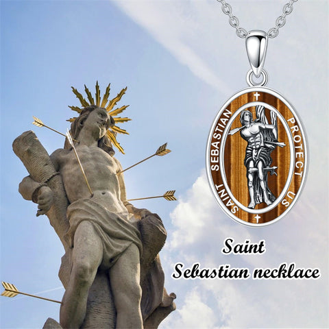 Sterling Silver Saint Christopher St Michael Saint Sebastian Amulet Pendant Necklace