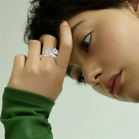 Sterling Silver Moissanite 12 Months Birthflowers Ring
