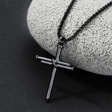 Sterling Silver 3 Nail Cross Pendant Necklace for Men