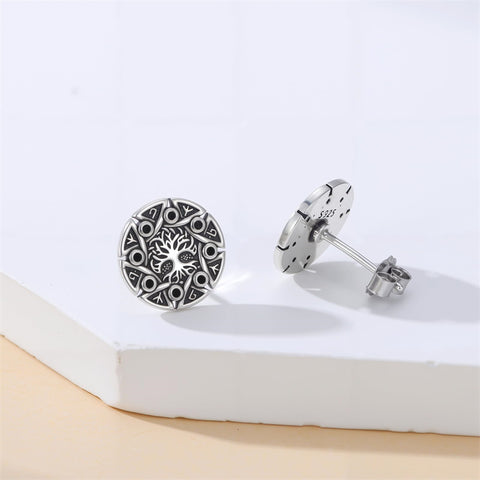 Sterling Silver Viking Raven Crow Skull Stud Earrings