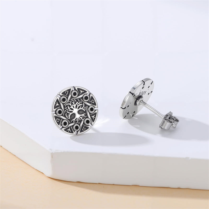 Sterling Silver Viking Raven Crow Skull Stud Earrings