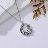 Sterling Silver Moonstone Wolf Cat Koala  Lion Moon Pendant Necklace