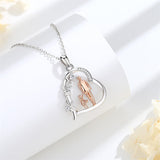 Sterling Silver Cubic Zirconia Mother Daughter Father Daughter Pendant Necklace
