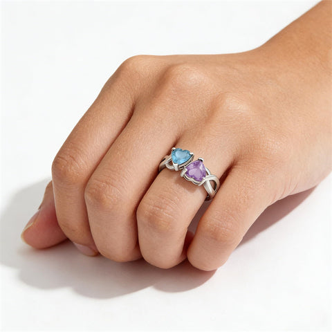 Sterling Silver 2-5 Birthstones Family Ring Gifts for Mother's Day