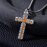 Sterling Silver Wooden Cross Pendant Necklace