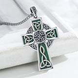 14K Gold Plated Celtic Vikin Cross Pendant Necklace Irish Jewelry Religious Protective Gift