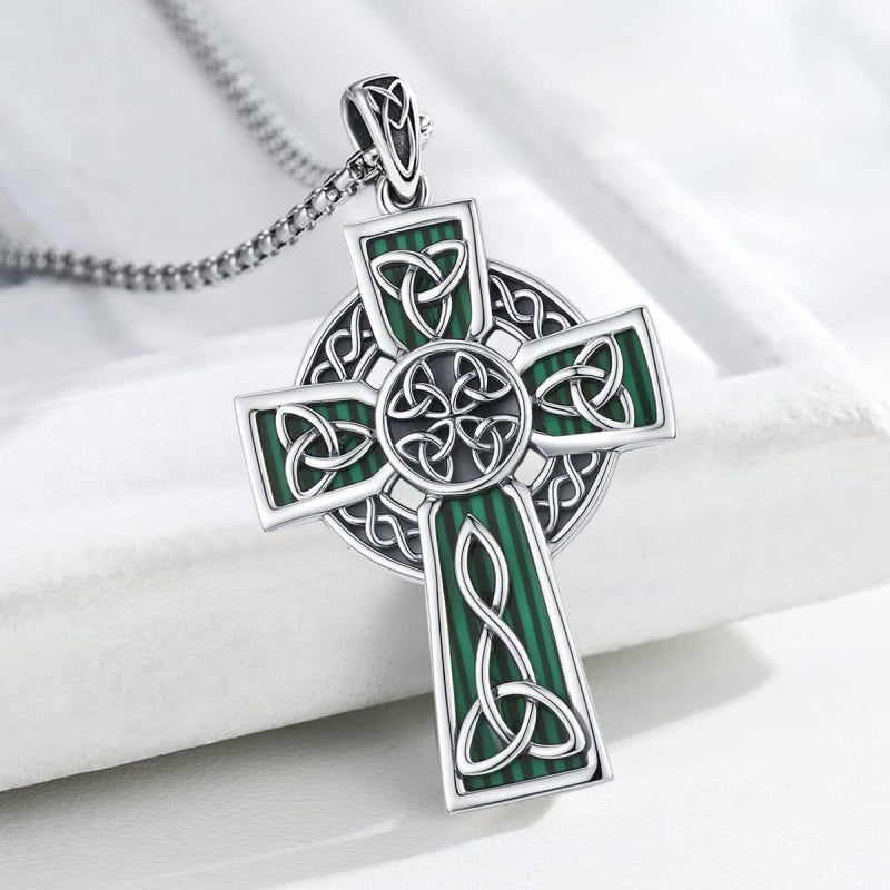 14K Gold Plated Celtic Vikin Cross Pendant Necklace Irish Jewelry Religious Protective Gift