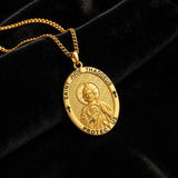 Patron Saint Medal Gold Plated Catholic Pendant Christian Religious Necklace Amulet Jewelry