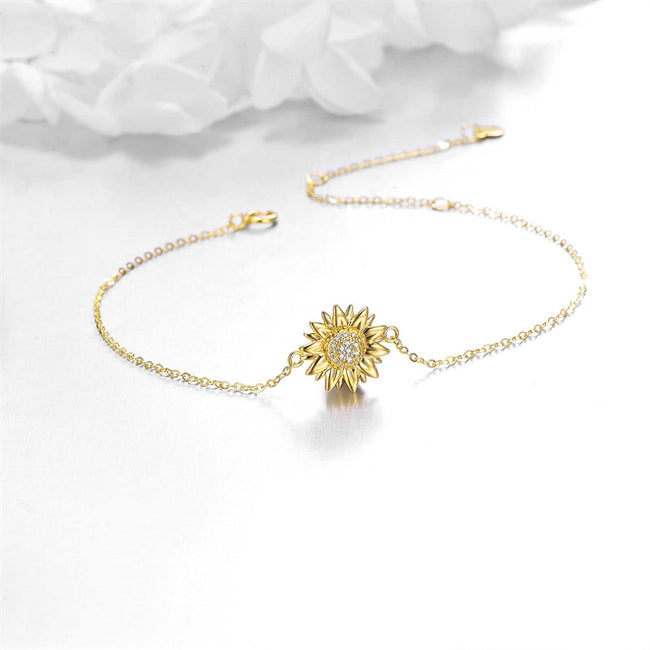 14k Yellow Gold Sunflower Jewelry for Women, Fine Gold You are My Sunshine Jewelry Gifts for Her