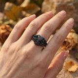 Sterling Silver 10K  14K  18K  Gold Personalized Engraved Black Opal Engagement Wedding Promise Ring for Her