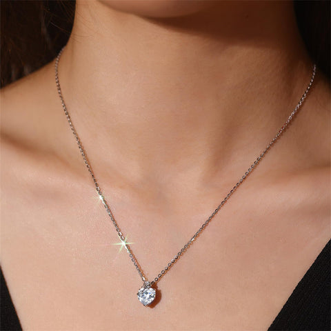 10K 14K 18K White Gold Heart Birthstone Rose Pendant Necklace Mothers Day Gift