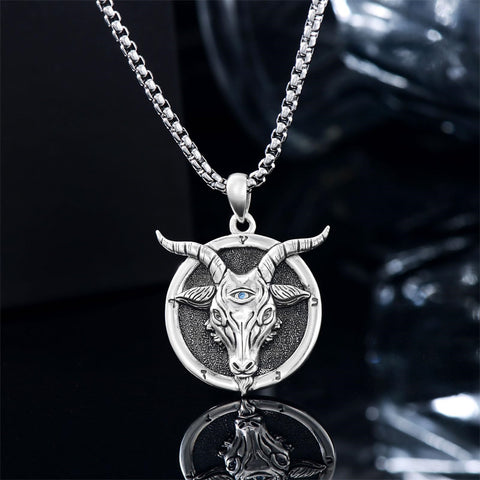 Sterling Silver Lion Tiger Satanic Goat Owl Scorpion Eagles Deer Pendant Necklace for Men