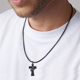 Sterling Silver Marines Cross Pendant Necklace for Men