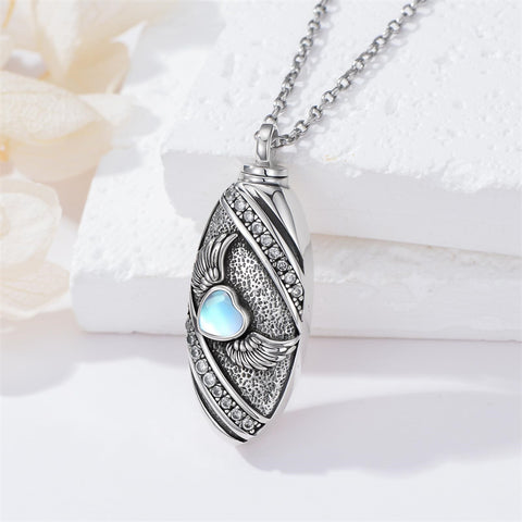 Sterling Silver Oval Paw Prints Dog FootPrints  Heart Rabbit Urn Necklace for Ashes Keepsake Jewelry for Women