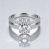 Sterling Silver 10K 14K 18K Gold Personalized Engraved Moissanite Wedding Engagement Promise Band Ring