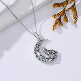 Sterling Silver Moonstone Wolf Cat Koala  Lion Moon Pendant Necklace