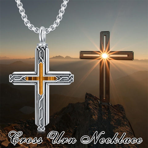 Sterling Silver Obsidian Lapis Lazuli Tigers Eye Turquoise Celtic Knot & Cross Urn Necklaces for Ashes