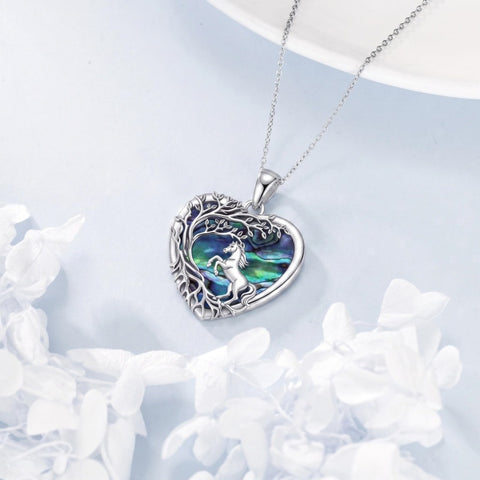 Sterling Silver Tree of Life Heart Shaped Horse Cat Dragonfly Butterfly Hummingbird Pendant Necklace