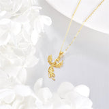 10K 14K 18K Yellow Gold  Phoenix Pendant Necklace for Women