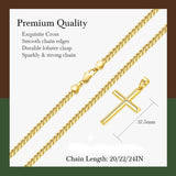 14K Gold Plated Cross Necklace with Cuban Chain for Men