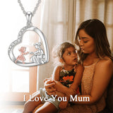 Mom Necklace 925 Sterling Silver Mom Gifts Mother Daughter Necklace Heart Pendant Necklace Jewelry Mothers Day Gifts for Women Mom