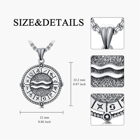 Sterling Silver Oxidation12 Zodiac Pendant Necklace