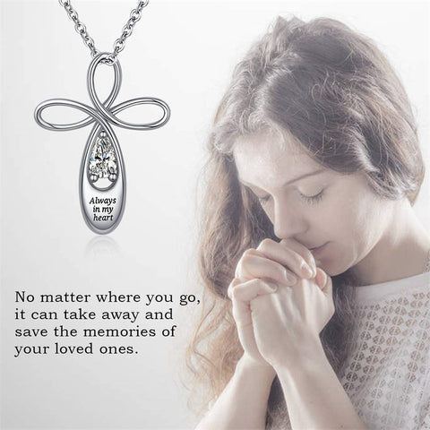 925 SterlingSilver Cremation  Infinity Cross Urn Necklace Urn Necklace Memorial Keepsake Memory Pendant Jewelry Gifts