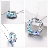 925 Sterling Silver Circle Necklace with Austrian Crystal, Jewelry for Women Teen Girls