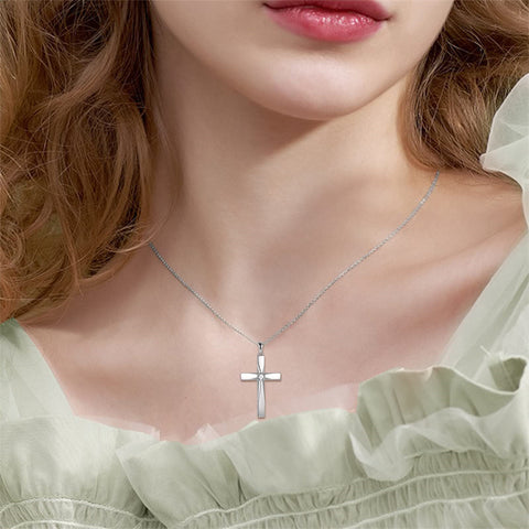 Cross Pendant Necklace 925 Sterling Silver Cross Birthstone Necklace Religious Cross Gifts for Women Mother‘s Day Gifts