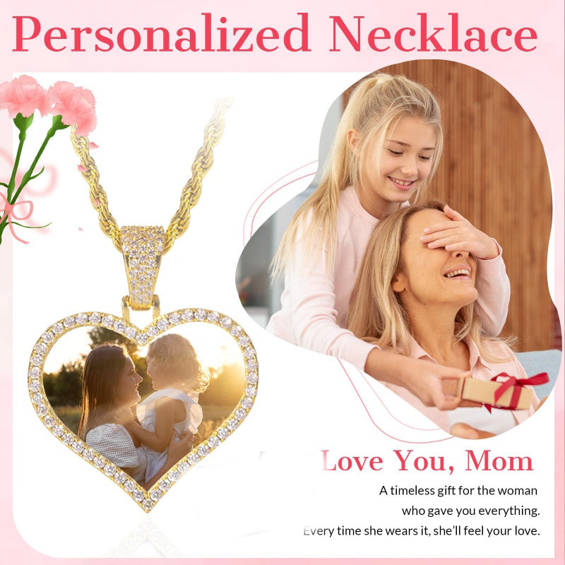 14K Gold Plated Personalized Photo Pendant Necklace Personalized Gift