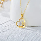 14K Real Gold Heart Necklace , Always My Sister Forever My Friend Sister Necklace Heart Pendant Necklace Birthday Christmas Sister Gift