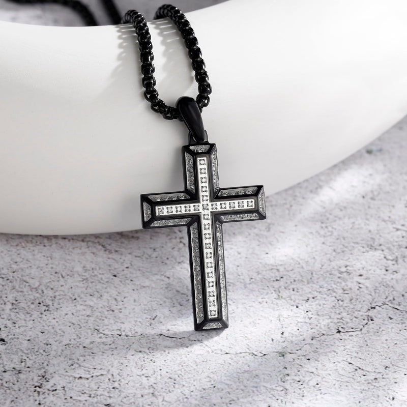 14K Gold Plated Cubic Zirconia Cross Necklace