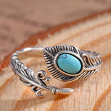 Sterling Silver Turquoise Vintage Adjustable Sunflower Dragonfly Butterfly Feather Tree of Life Spoon Ring