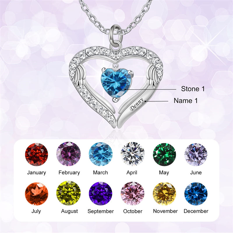 Copper Sterling Silver Simulated Birthstone Name Pendant Necklace for Mom