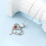 10K 14K 18K Gold Personalized 2 Birthstone Names Heart Pendant Necklace