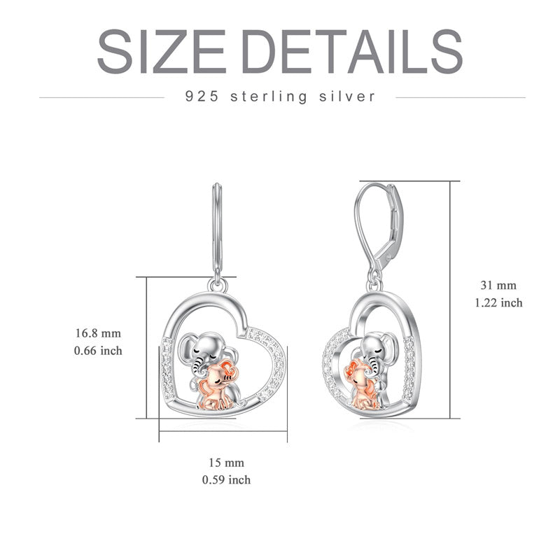 Sterling Silver Tiger Red Panda Elephant  Red Cardinal Dangle Earrings