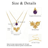 14K Gold Birthstone Birth Flower  Pendant Necklace Birthday Jewelry Gifts for Women