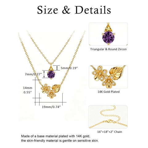 14K Gold Birthstone Birth Flower  Pendant Necklace Birthday Jewelry Gifts for Women