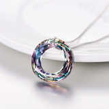 925 Sterling Silver Circle Necklace with Austrian Crystal, Jewelry for Women Teen Girls